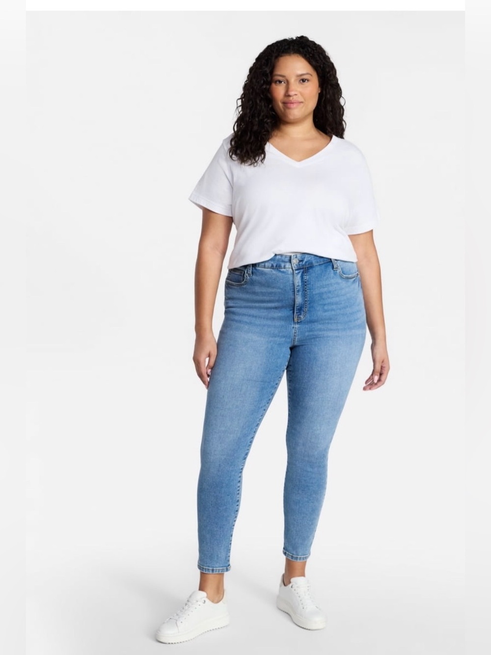 Terra & Sky High Rise Light Wash Women’s Skinny Jeans - Blue